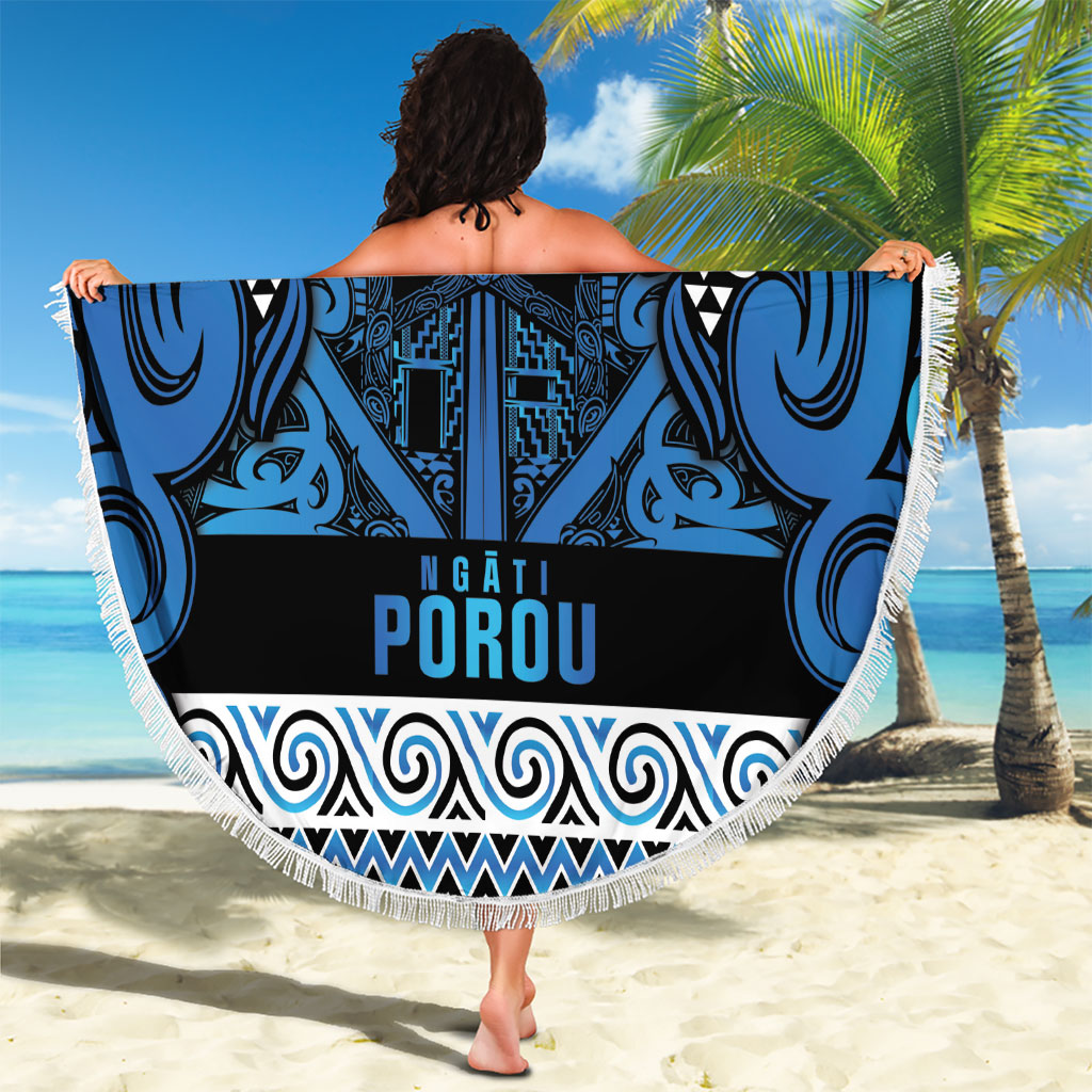 Aotearoa Iwi Ngati Porou Beach Blanket Maori Wharenui House Tribal Pattern