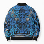 Aotearoa Iwi Ngati Porou Bomber Puffer Jacket Maori Wharenui House Tribal Pattern
