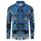 Aotearoa Iwi Ngati Porou Button Sweatshirt Maori Wharenui House Tribal Pattern