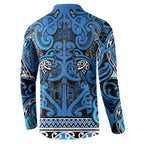 Aotearoa Iwi Ngati Porou Button Sweatshirt Maori Wharenui House Tribal Pattern