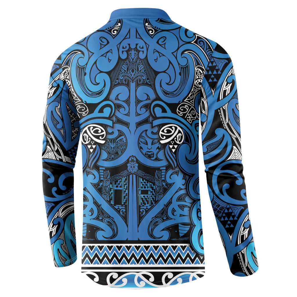 Aotearoa Iwi Ngati Porou Button Sweatshirt Maori Wharenui House Tribal Pattern