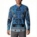 Aotearoa Iwi Ngati Porou Button Sweatshirt Maori Wharenui House Tribal Pattern