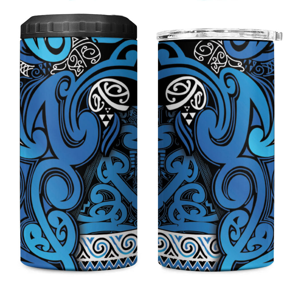 Aotearoa Iwi Ngati Porou 4 in 1 Can Cooler Tumbler Maori Wharenui House Tribal Pattern
