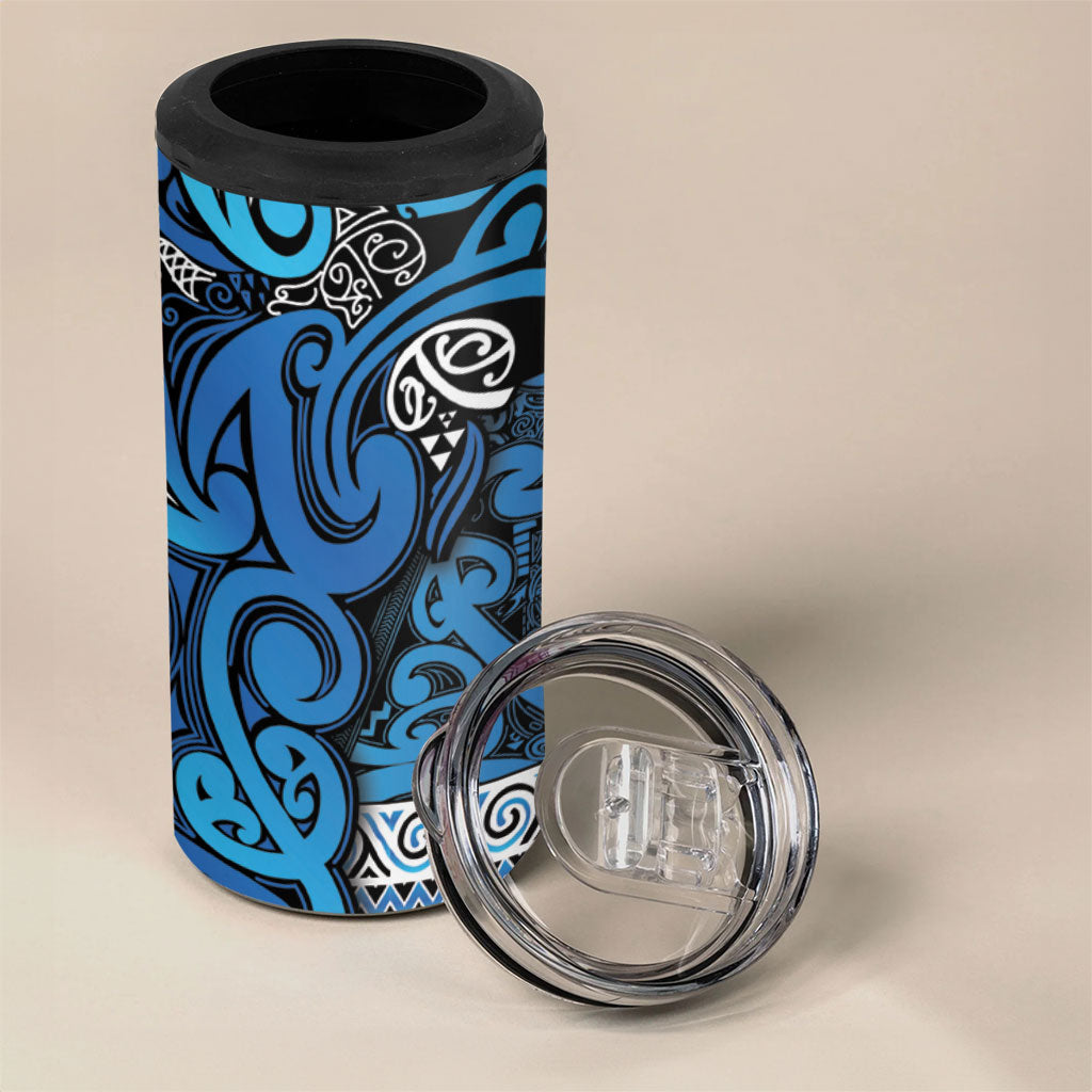 Aotearoa Iwi Ngati Porou 4 in 1 Can Cooler Tumbler Maori Wharenui House Tribal Pattern