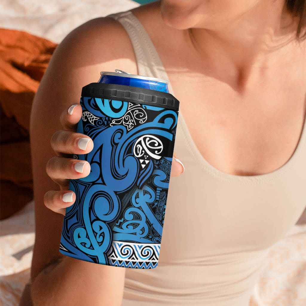 Aotearoa Iwi Ngati Porou 4 in 1 Can Cooler Tumbler Maori Wharenui House Tribal Pattern