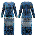 Aotearoa Iwi Ngati Porou Couples Matching Long Sleeve Bodycon Dress and Hawaiian Shirt Maori Wharenui House Tribal Pattern