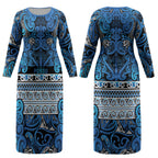 Aotearoa Iwi Ngati Porou Couples Matching Long Sleeve Bodycon Dress and Long Sleeve Button Shirt Maori Wharenui House Tribal Pattern