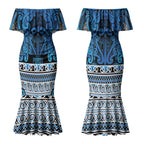 Aotearoa Iwi Ngati Porou Couples Matching Mermaid Dress and Hawaiian Shirt Maori Wharenui House Tribal Pattern