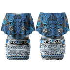 Aotearoa Iwi Ngati Porou Couples Matching Off Shoulder Short Dress and Hawaiian Shirt Maori Wharenui House Tribal Pattern