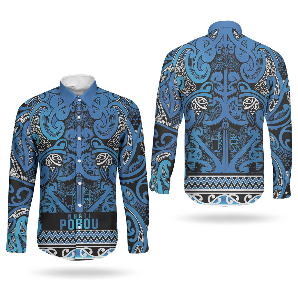 Aotearoa Iwi Ngati Porou Couples Matching Off Shoulder Short Dress and Long Sleeve Button Shirt Maori Wharenui House Tribal Pattern