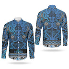 Aotearoa Iwi Ngati Porou Couples Matching Summer Maxi Dress and Long Sleeve Button Shirt Maori Wharenui House Tribal Pattern