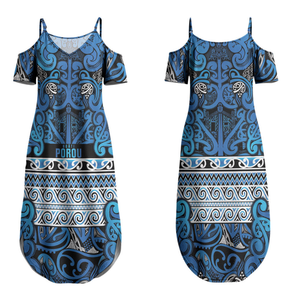 Aotearoa Iwi Ngati Porou Couples Matching Summer Maxi Dress and Long Sleeve Button Shirt Maori Wharenui House Tribal Pattern