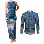 Aotearoa Iwi Ngati Porou Couples Matching Tank Maxi Dress and Long Sleeve Button Shirt Maori Wharenui House Tribal Pattern