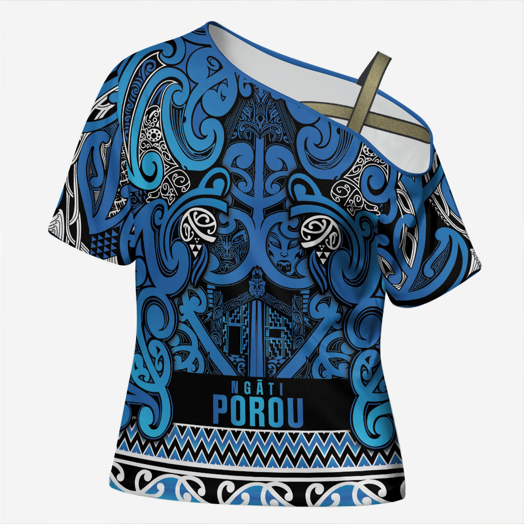 Aotearoa Iwi Ngati Porou Cross Shoulder Shirt Maori Wharenui House Tribal Pattern