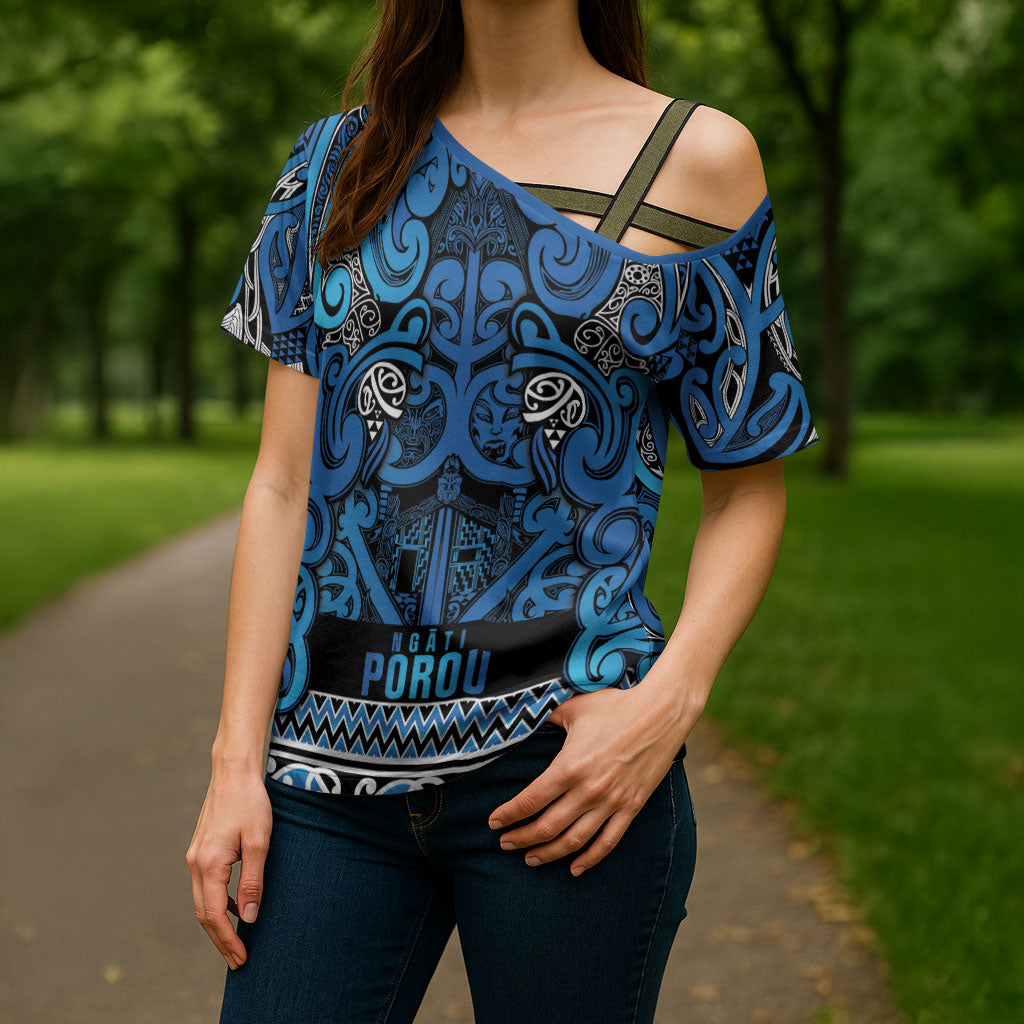 Aotearoa Iwi Ngati Porou Cross Shoulder Shirt Maori Wharenui House Tribal Pattern