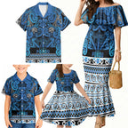 Aotearoa Iwi Ngati Porou Family Matching Mermaid Dress and Hawaiian Shirt Maori Wharenui House Tribal Pattern