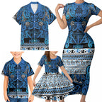 Aotearoa Iwi Ngati Porou Family Matching Short Sleeve Bodycon Dress and Hawaiian Shirt Maori Wharenui House Tribal Pattern