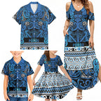 Aotearoa Iwi Ngati Porou Family Matching Summer Maxi Dress and Hawaiian Shirt Maori Wharenui House Tribal Pattern