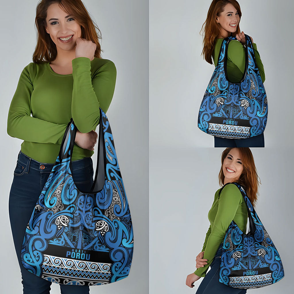 Aotearoa Iwi Ngati Porou Grocery Bag Maori Wharenui House Tribal Pattern