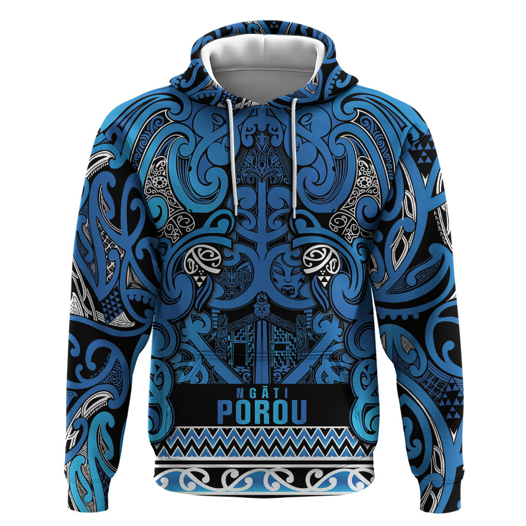 Aotearoa Iwi Ngati Porou Hoodie Maori Wharenui House Tribal Pattern
