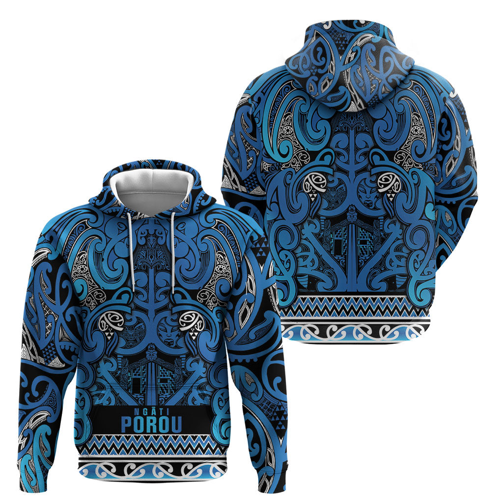 Aotearoa Iwi Ngati Porou Hoodie Maori Wharenui House Tribal Pattern