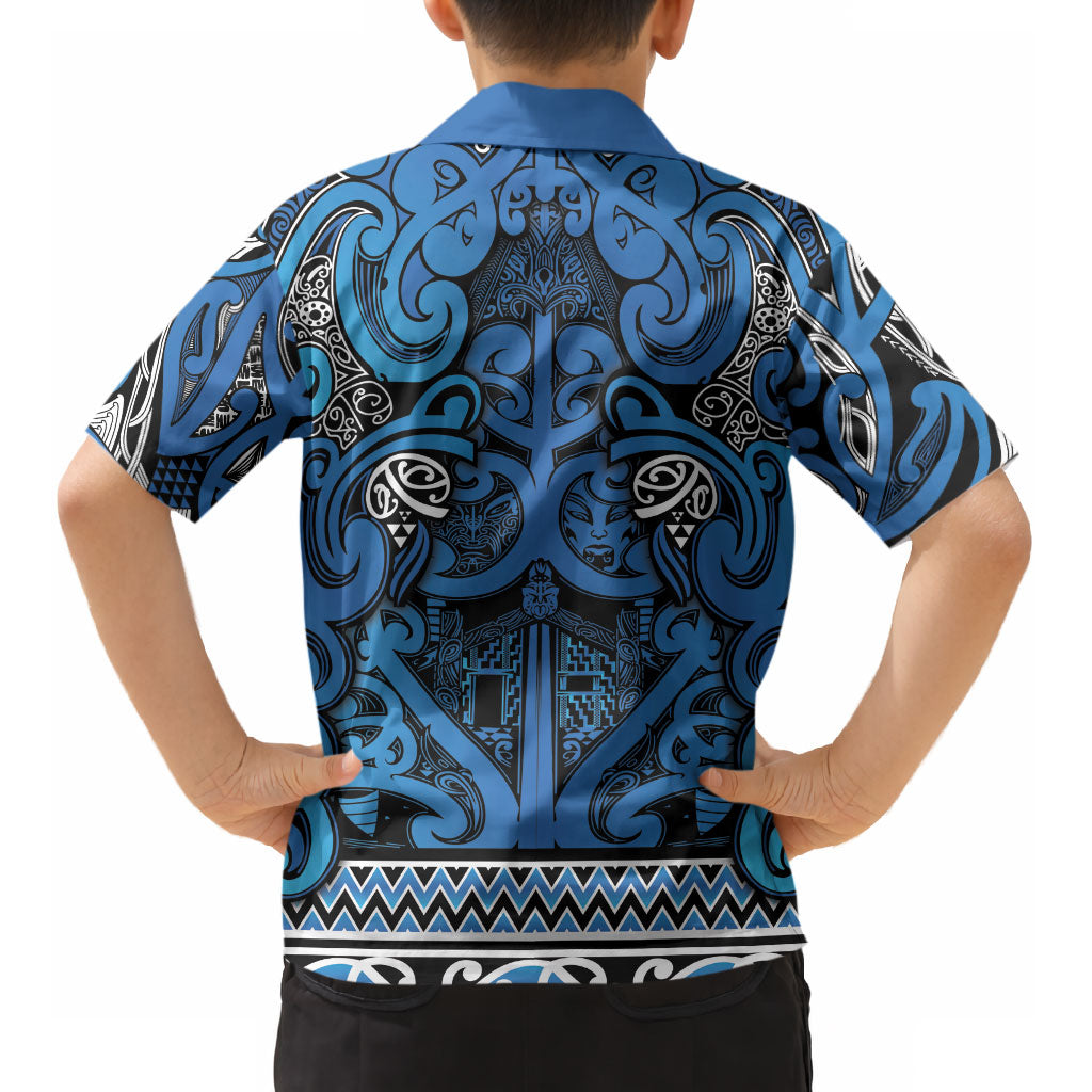 Aotearoa Iwi Ngati Porou Kid Hawaiian Shirt Maori Wharenui House Tribal Pattern