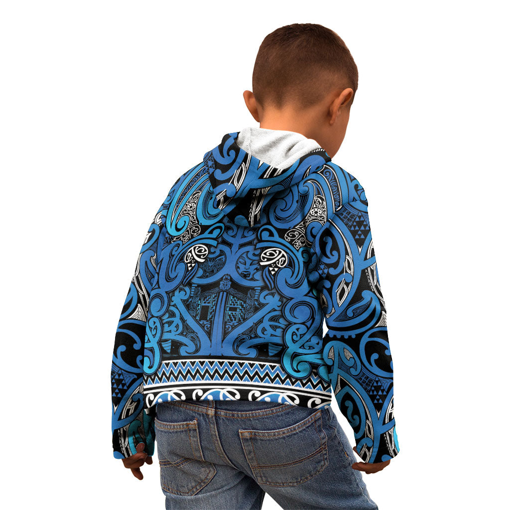 Aotearoa Iwi Ngati Porou Kid Hoodie Maori Wharenui House Tribal Pattern