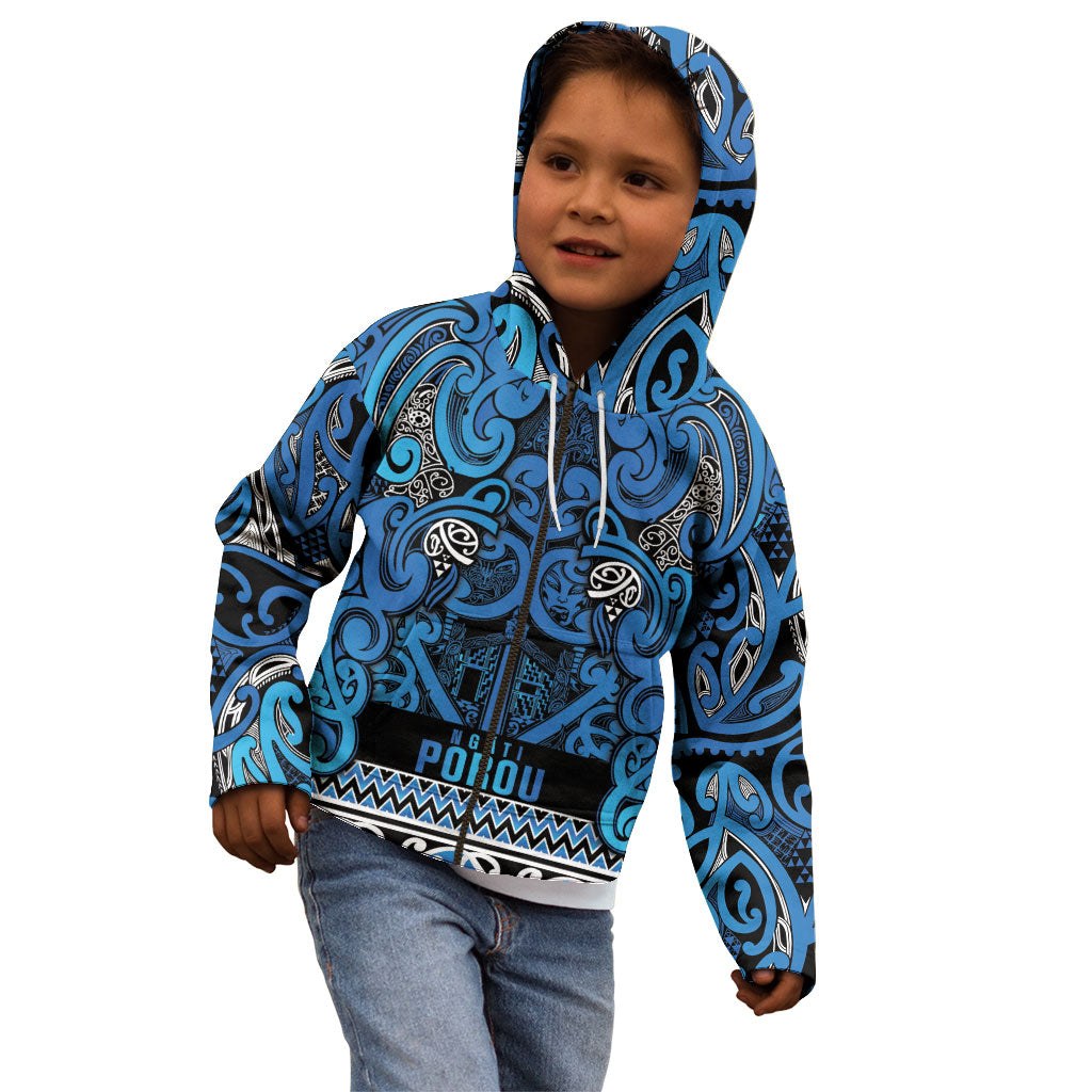 Aotearoa Iwi Ngati Porou Kid Hoodie Maori Wharenui House Tribal Pattern