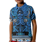 Aotearoa Iwi Ngati Porou Kid Polo Shirt Maori Wharenui House Tribal Pattern