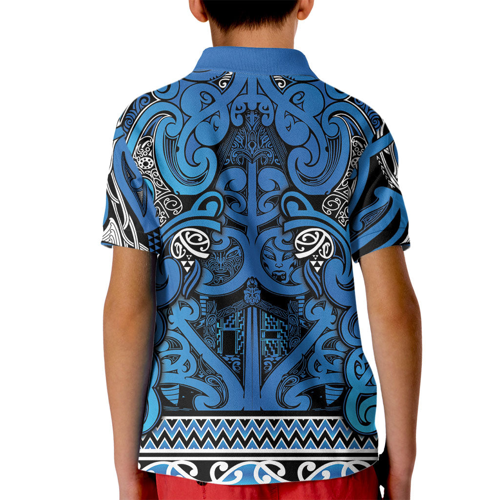 Aotearoa Iwi Ngati Porou Kid Polo Shirt Maori Wharenui House Tribal Pattern