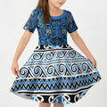 Aotearoa Iwi Ngati Porou Kid Short Sleeve Dress Maori Wharenui House Tribal Pattern