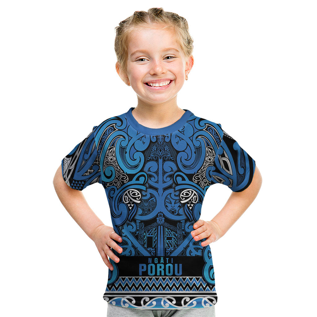 Aotearoa Iwi Ngati Porou Kid T Shirt Maori Wharenui House Tribal Pattern