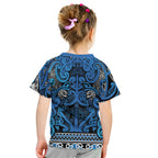 Aotearoa Iwi Ngati Porou Kid T Shirt Maori Wharenui House Tribal Pattern