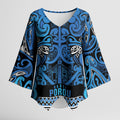 Aotearoa Iwi Ngati Porou Kimono Sleeve Blouse Maori Wharenui House Tribal Pattern