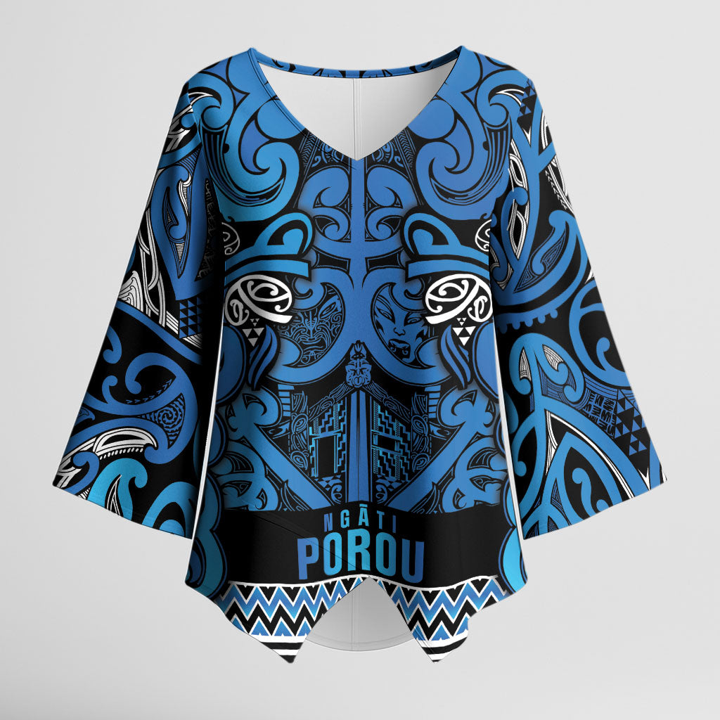 Aotearoa Iwi Ngati Porou Kimono Sleeve Blouse Maori Wharenui House Tribal Pattern