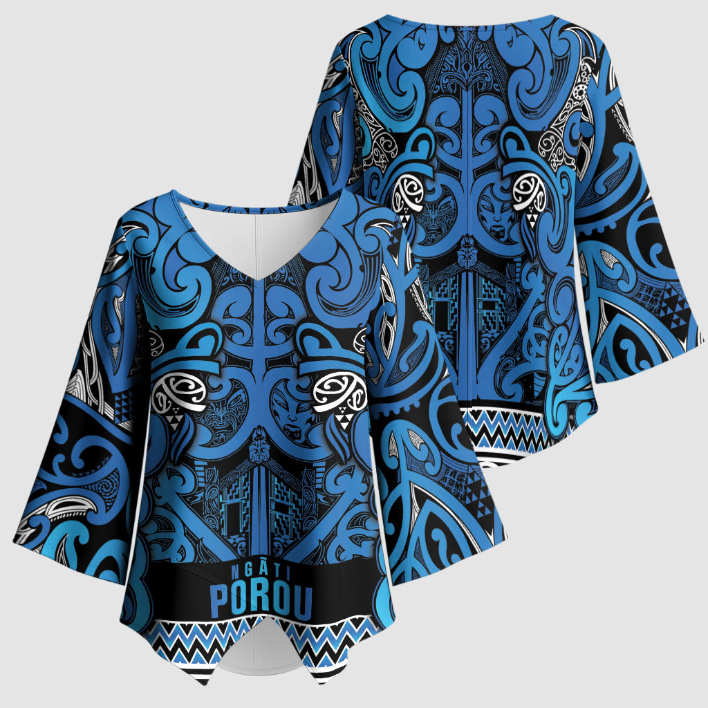Aotearoa Iwi Ngati Porou Kimono Sleeve Blouse Maori Wharenui House Tribal Pattern