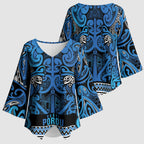 Aotearoa Iwi Ngati Porou Kimono Sleeve Blouse Maori Wharenui House Tribal Pattern