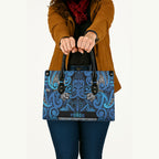 Aotearoa Iwi Ngati Porou Leather Bag Maori Wharenui House Tribal Pattern