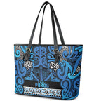 Aotearoa Iwi Ngati Porou Leather Tote Bag Maori Wharenui House Tribal Pattern