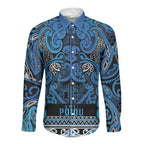 Aotearoa Iwi Ngati Porou Long Sleeve Button Shirt Maori Wharenui House Tribal Pattern