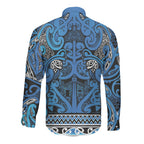 Aotearoa Iwi Ngati Porou Long Sleeve Button Shirt Maori Wharenui House Tribal Pattern