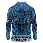 Aotearoa Iwi Ngati Porou Long Sleeve Polo Shirt Maori Wharenui House Tribal Pattern