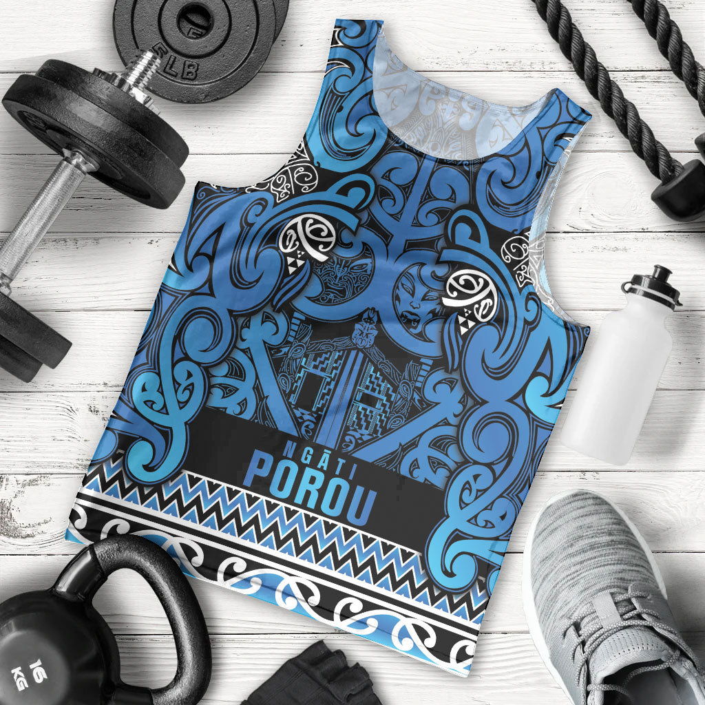 Aotearoa Iwi Ngati Porou Men Tank Top Maori Wharenui House Tribal Pattern