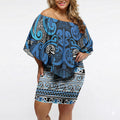 Aotearoa Iwi Ngati Porou Off Shoulder Short Dress Maori Wharenui House Tribal Pattern