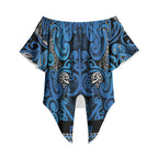 Aotearoa Iwi Ngati Porou Off Shoulder Wrap Waist Top Maori Wharenui House Tribal Pattern