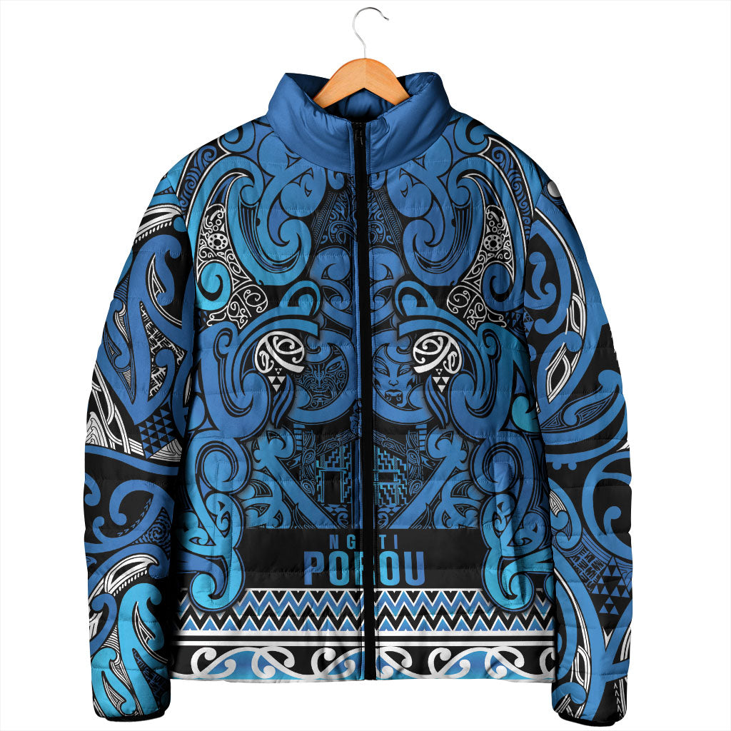 Aotearoa Iwi Ngati Porou Padded Jacket Maori Wharenui House Tribal Pattern