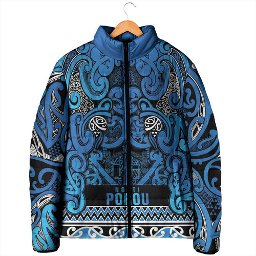 Aotearoa Iwi Ngati Porou Padded Jacket Maori Wharenui House Tribal Pattern