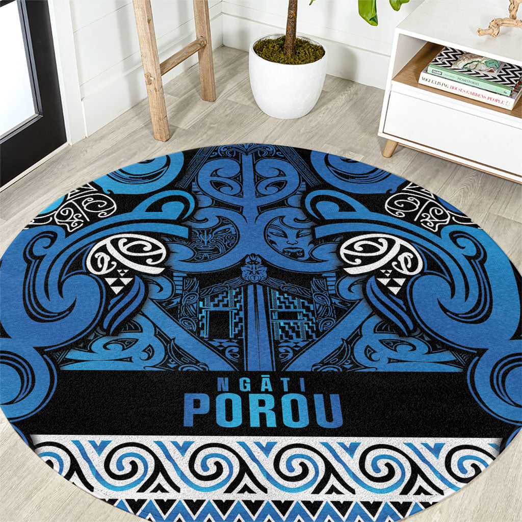 Aotearoa Iwi Ngati Porou Round Carpet Maori Wharenui House Tribal Pattern