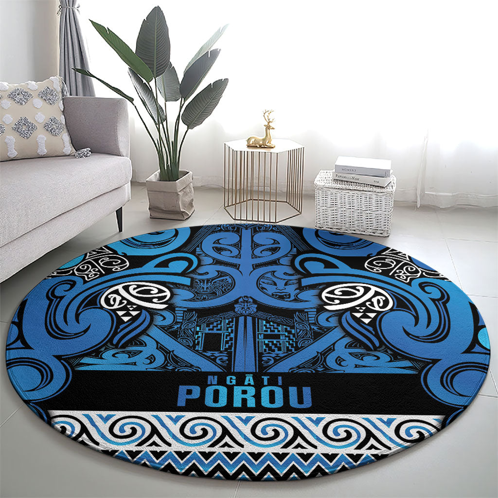 Aotearoa Iwi Ngati Porou Round Carpet Maori Wharenui House Tribal Pattern