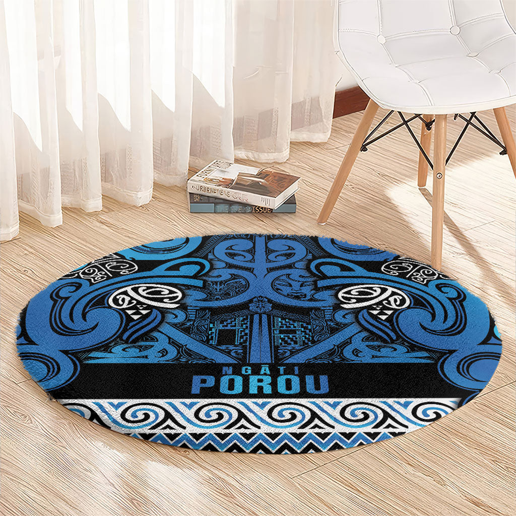 Aotearoa Iwi Ngati Porou Round Carpet Maori Wharenui House Tribal Pattern